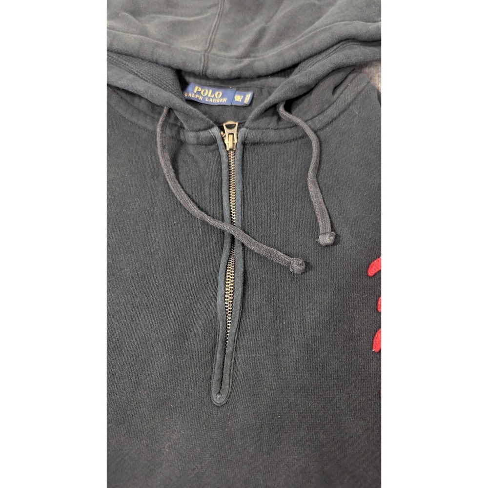 Polo Ralph Lauren Hoodie Men's 2XLT Black P-Patch Logo Full Zip Gothic‎ Goth - Picture 9 of 16
